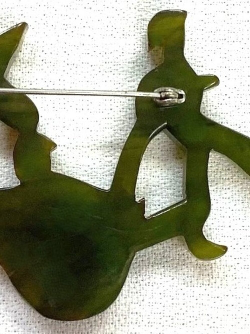 Vintage 1940's Chinese Asian Oriental Rickshaw Green Bakelite Pin Brooch - Picture 3 of 6